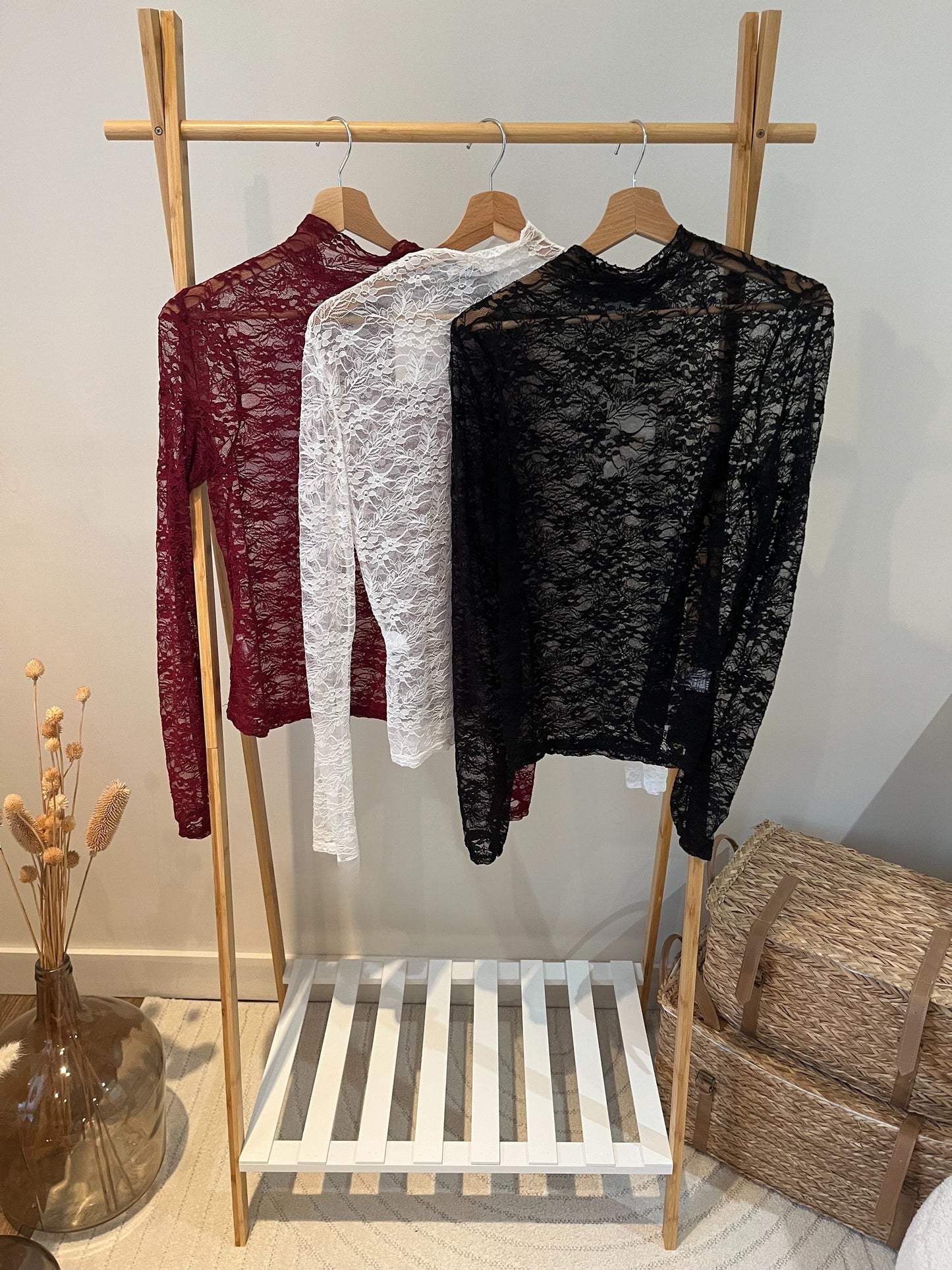 Haut dentelle "Aude" Noir