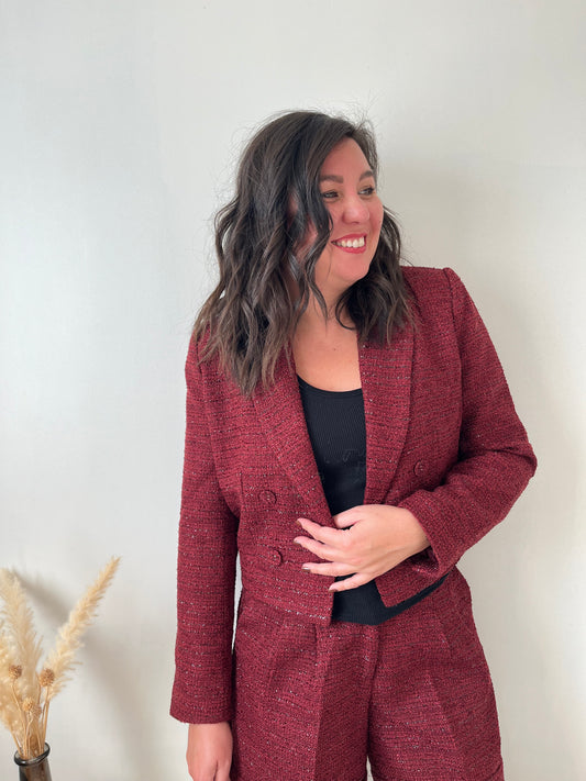Blazer en tweed "Bliss" bordeaux