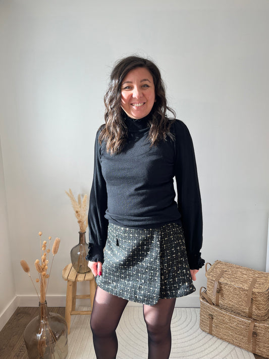 Jupe Short tweed Noire "Blake"