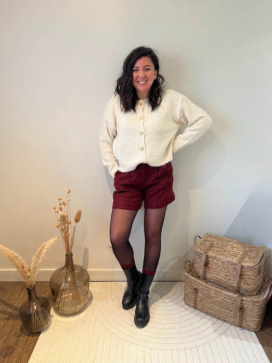 Short en tweed "Bliss" bordeaux