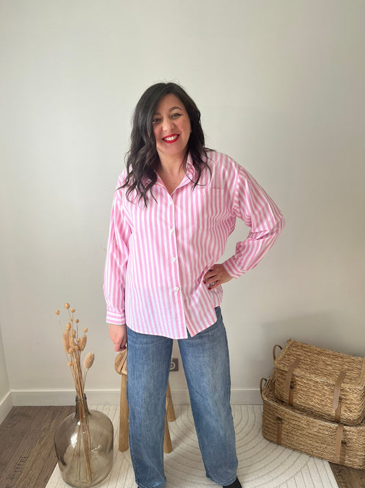 Chemise rayée rose "Céa"