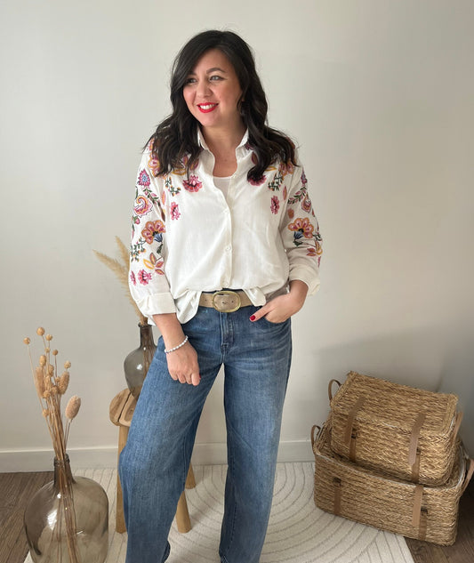 Chemise à fleurs  "Cléo"