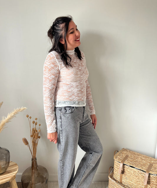 Haut dentelle "Aude" blanc