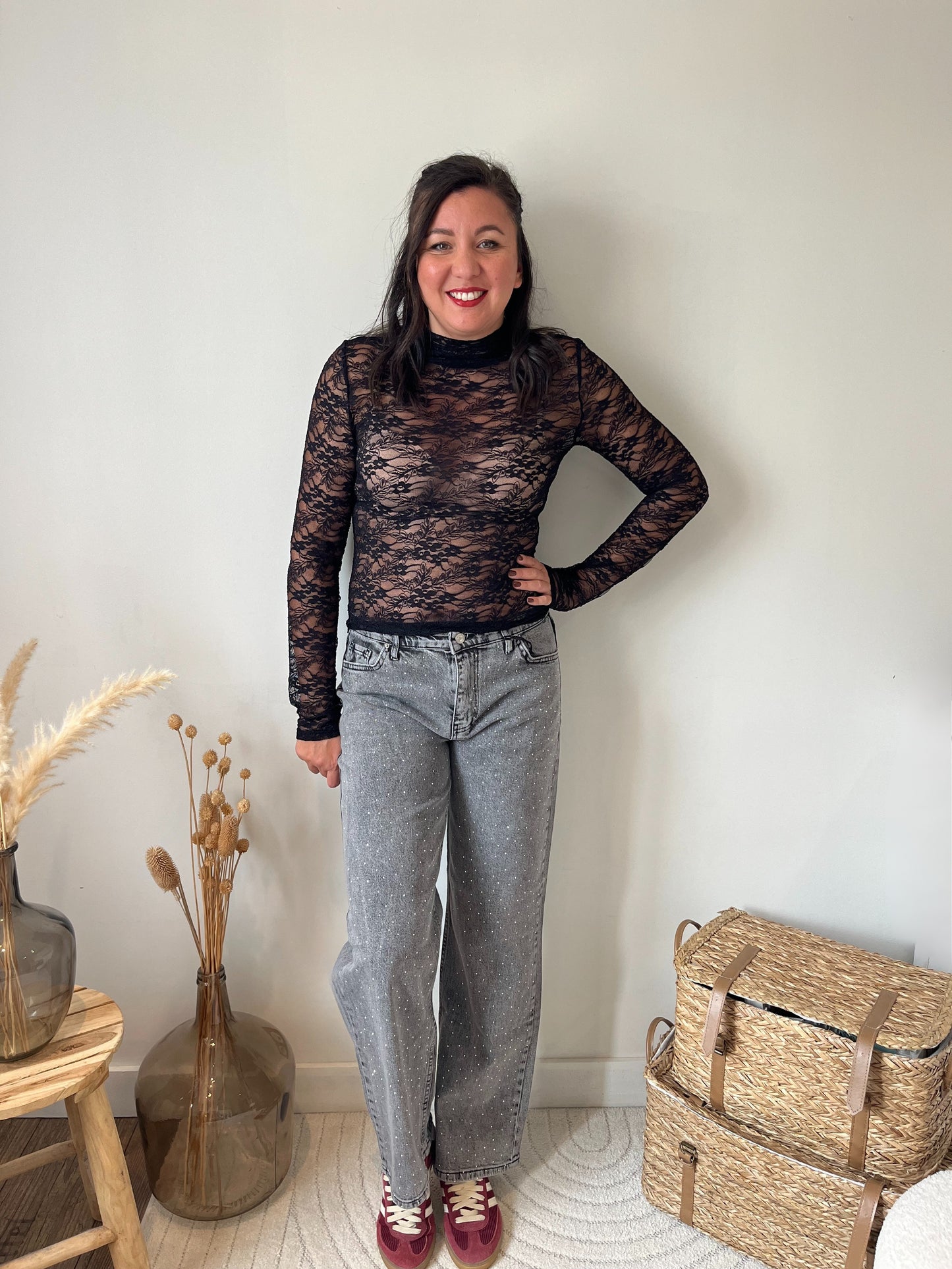 Haut dentelle "Aude" Noir