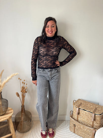 Haut dentelle "Aude" Noir