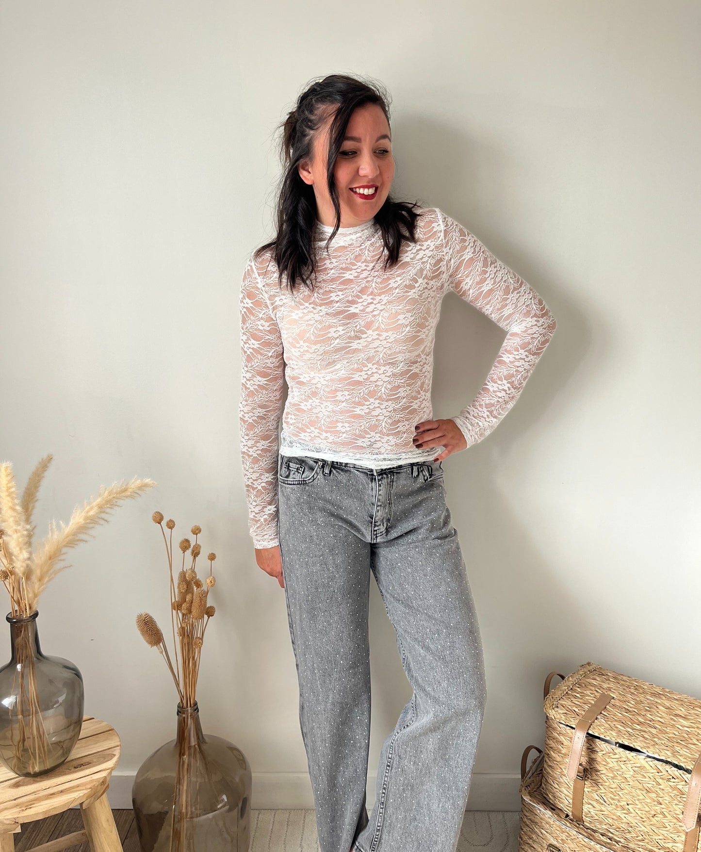 Haut dentelle "Aude" blanc