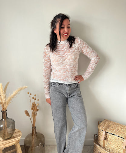 Haut dentelle "Aude" blanc