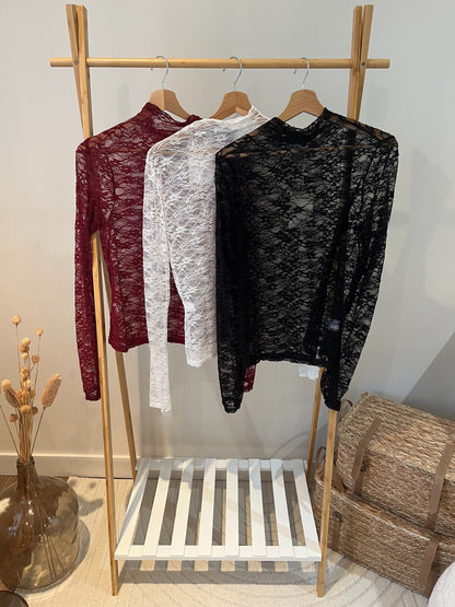 Haut dentelle "Aude" bordeaux