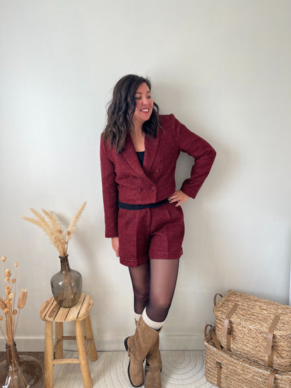 Blazer en tweed "Bliss" bordeaux