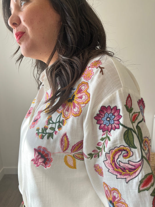 Chemise à fleurs  "Cléo"