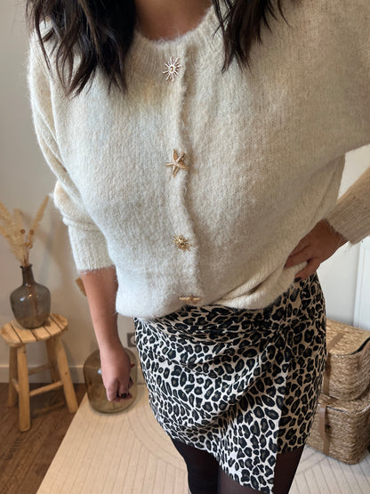 Cardigan "Arya" à boutons fantaisie Crème