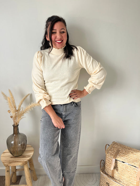 Col roulé "Amy" crème