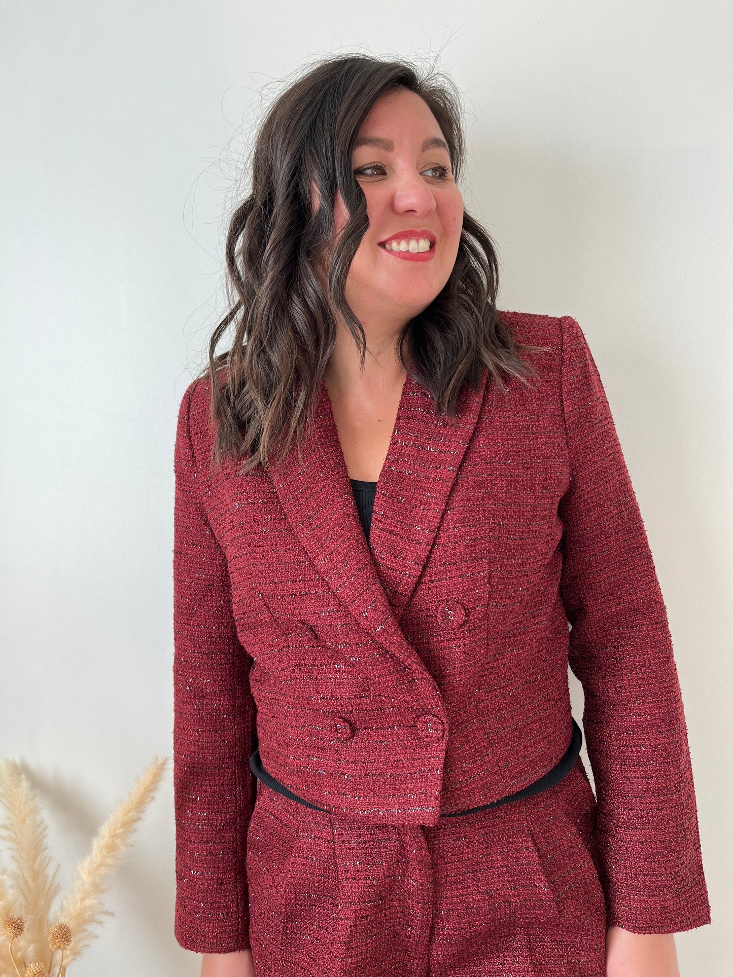 Blazer en tweed "Bliss" bordeaux