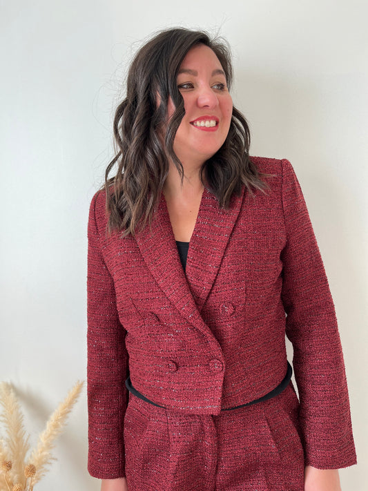Blazer en tweed "Bliss" bordeaux