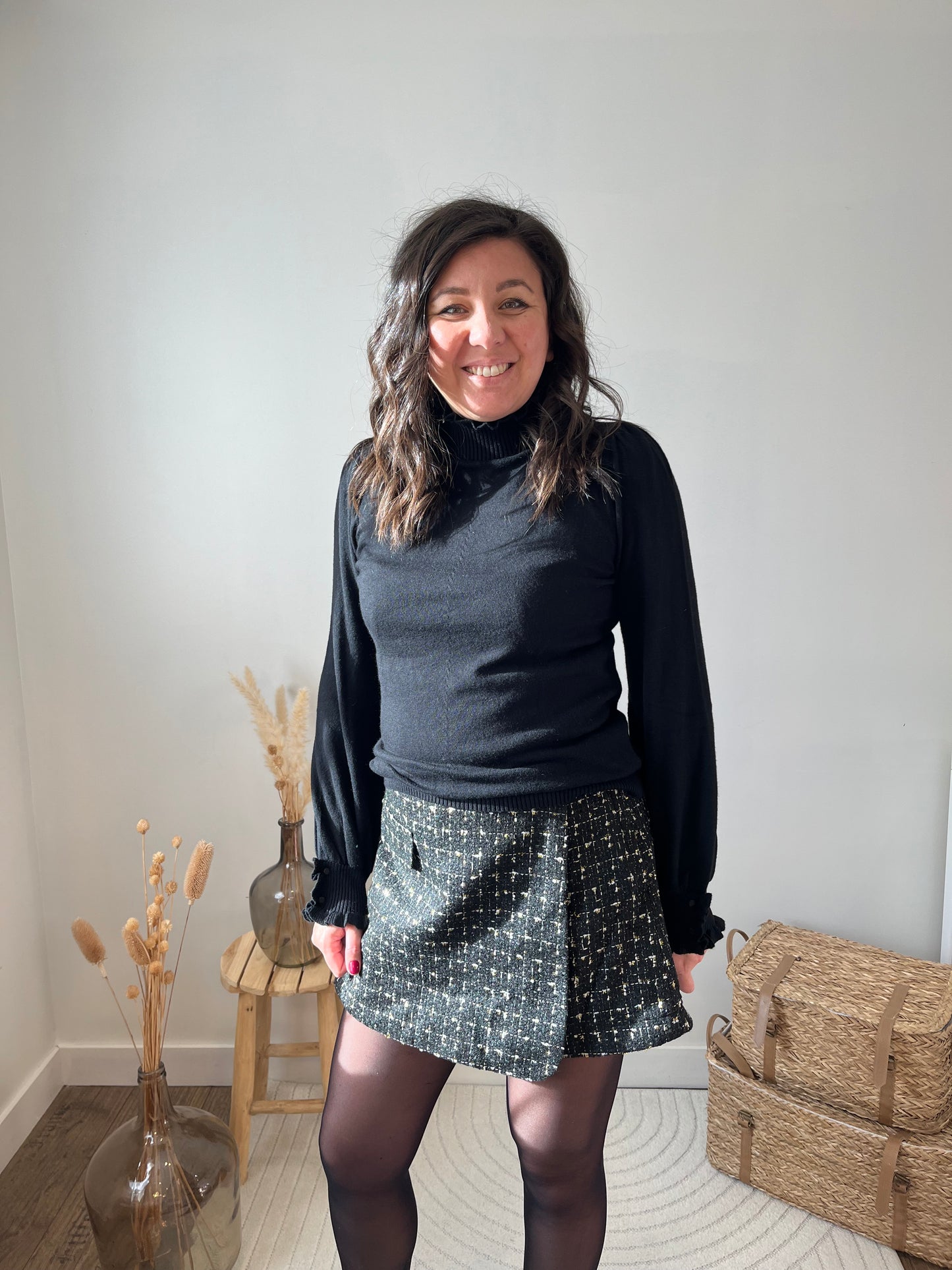 Jupe Short tweed Noire "Blake"