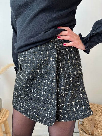 Jupe Short tweed Noire "Blake"