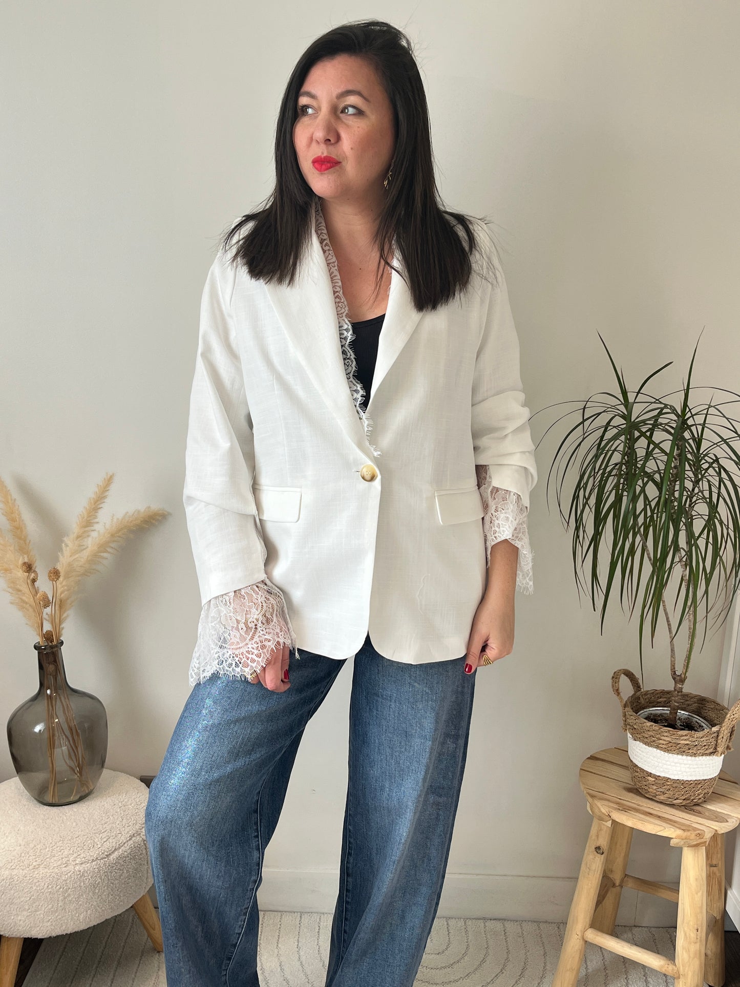 Blazer détail dentelle "Daphnée"