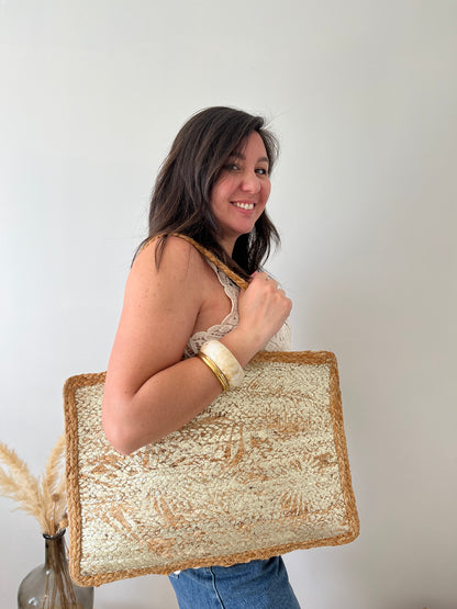 Cabas en jute doré