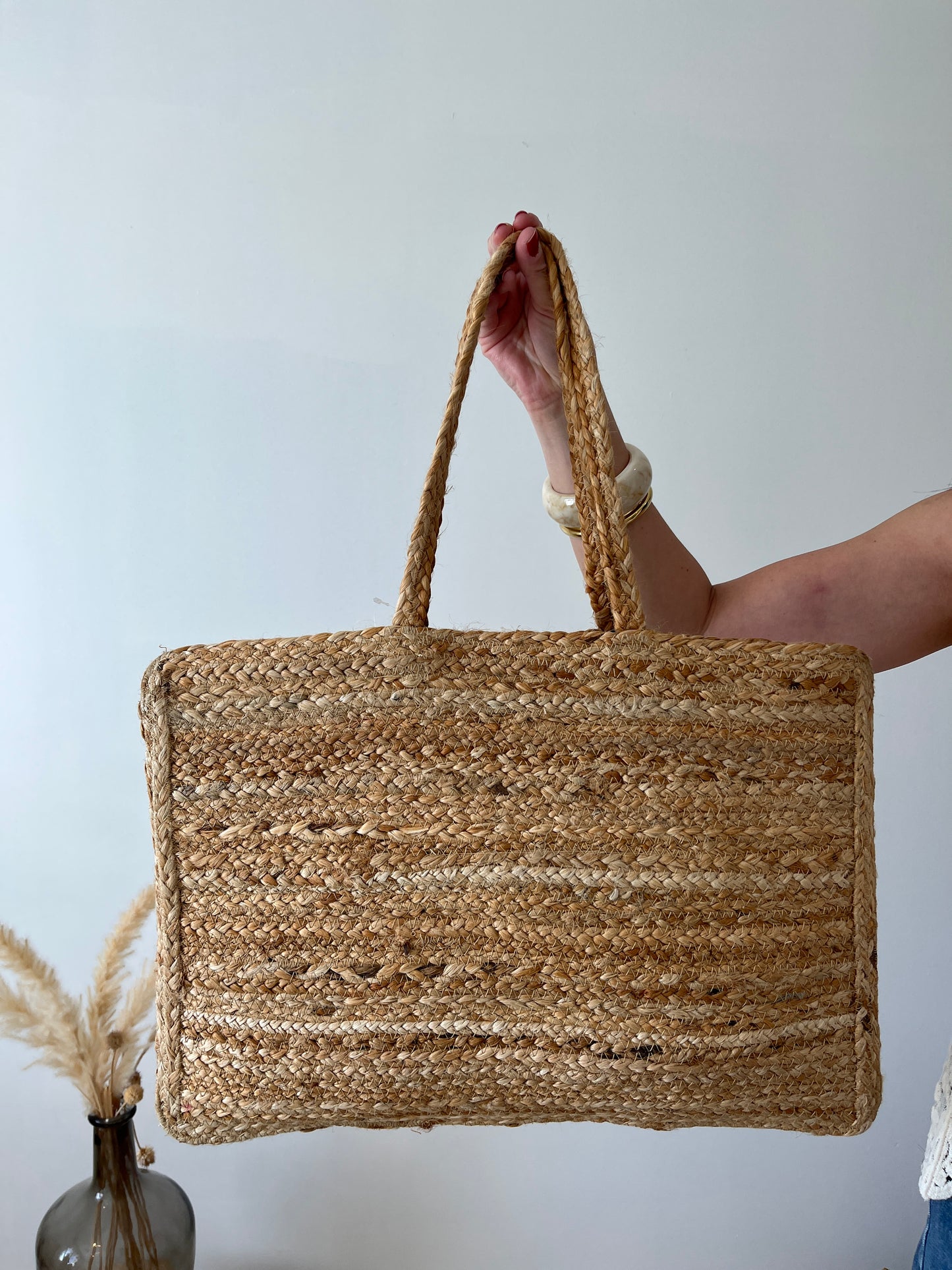 Cabas en jute doré