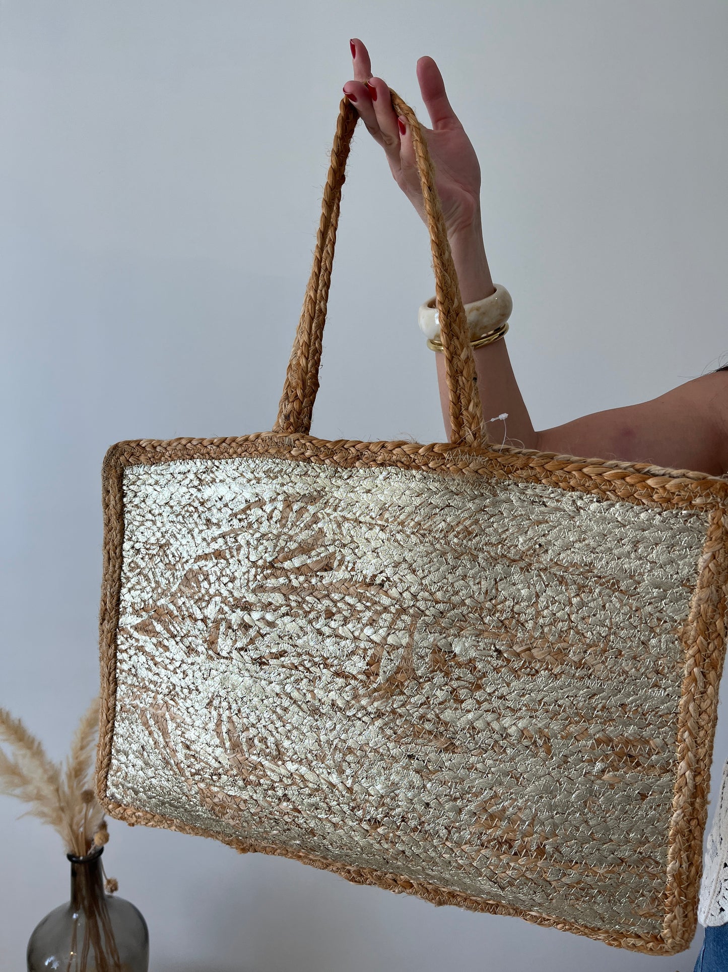 Cabas en jute doré