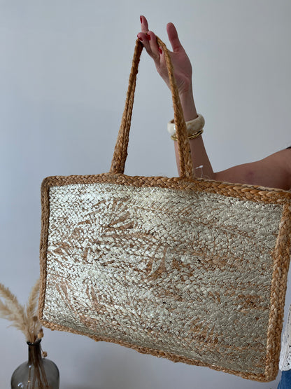 Cabas en jute doré