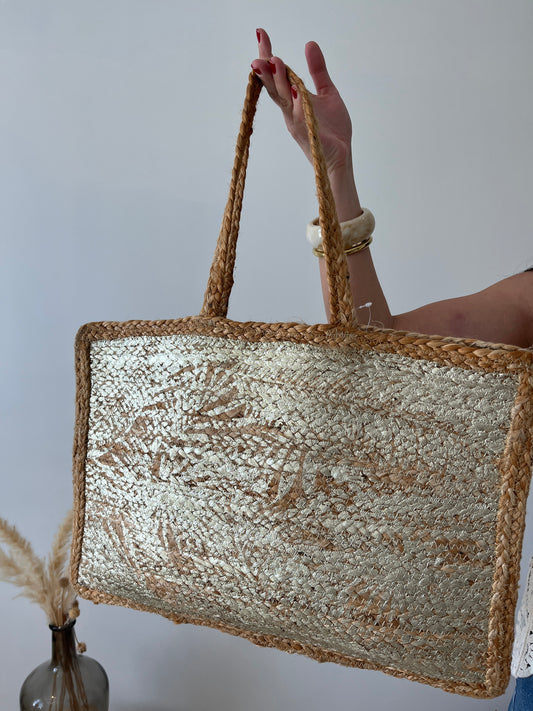 Cabas en jute doré