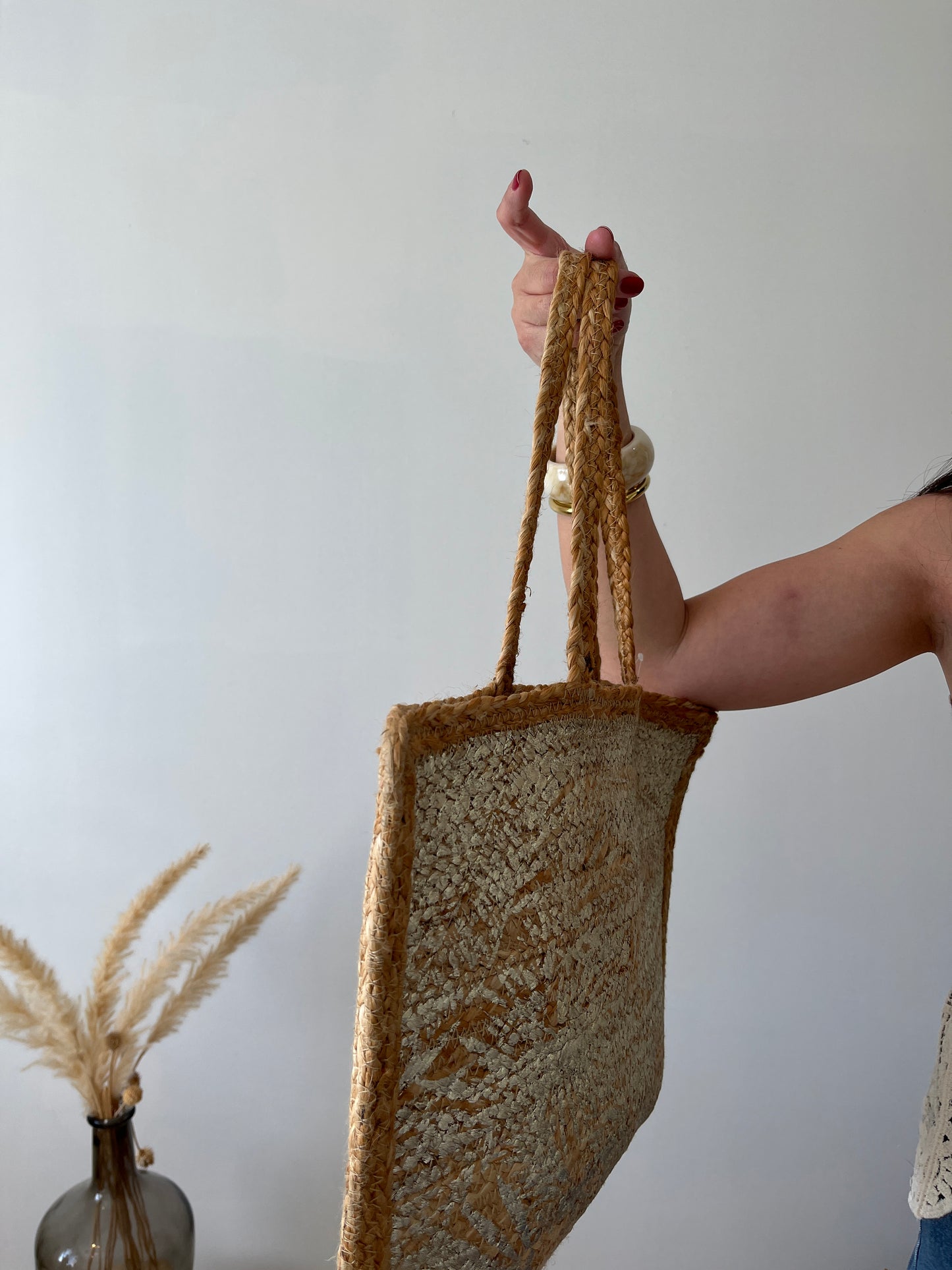 Cabas en jute doré