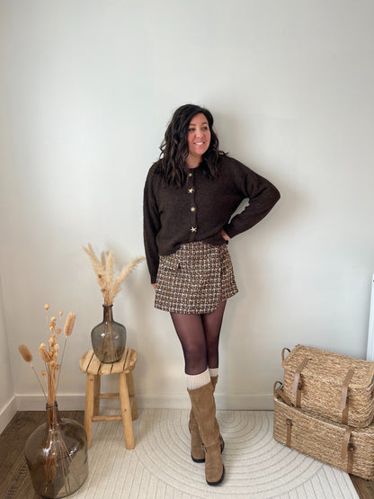 Jupe Short tweed marron "Blake"