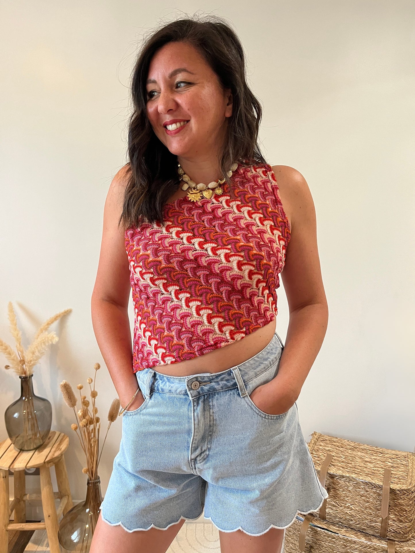 Top crochet une seule manche "Farah"