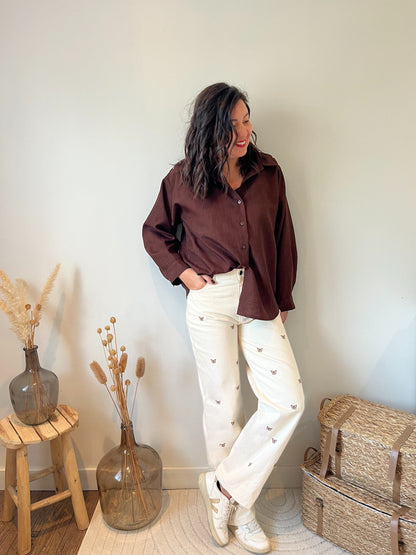 Chemise "Alice" détail clous marron