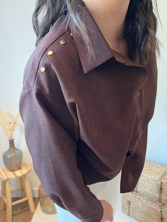 Chemise "Alice" détail clous marron